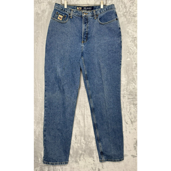 Cruel Girl Relaxed Jeans Womens 17 Long Medium Blue Tapered Leg AS IS Work Denim - Picture 1 of 12